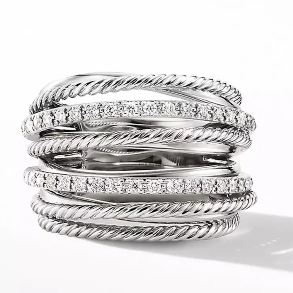 New 925 Sterling Silver Diamond Halo Ring